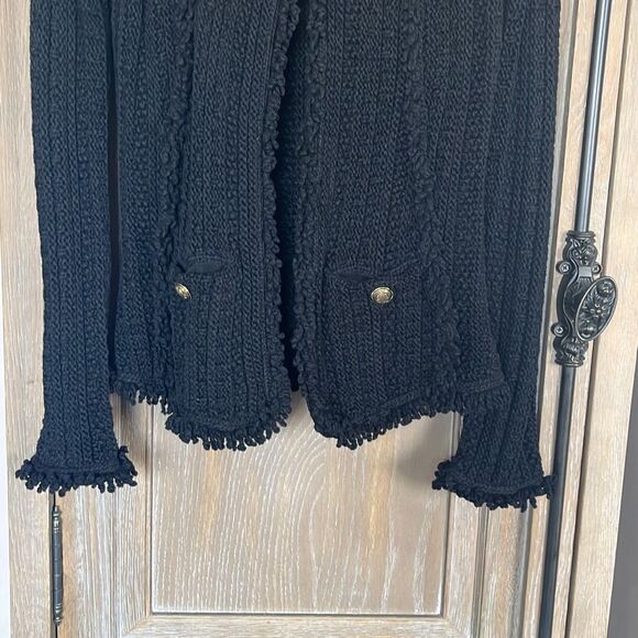 Intermix Ikaterina Fringe Knit Jacket black size 2 - Picture 9 of 16